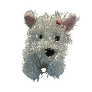 GANZ WEBKINZ Plush White Terrier Dog NO Code Pink Bow Stuffed Animal Plush 9"